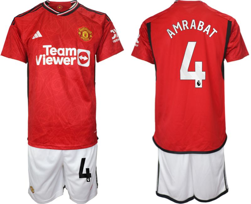 Men 2023-2024 Club Manchester United home red #4 Soccer Jersey